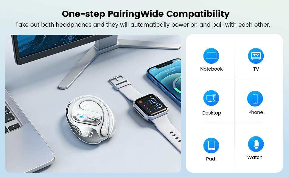 Transformers Open Ear Wireless Headphones Bluetooth 5.4 for Run, Over The Ear Waterproof Earbuds
