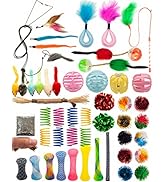 Fashion's Talk Cat Toys 50 Pcs for Indoor Cats,Interactive Door Hanging Mice Feather Toy Cat Spri...
