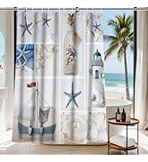 Final Friday Beach Ocean Coastal Shower Curtain Nautical Seashell Modern Aesthetic Theme Fabric B...