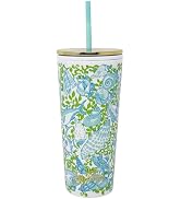 Lilly Pulitzer Insulated Tumbler with Lid and Straw, Cute Travel Tumbler for Women, 24 Oz Travel ...