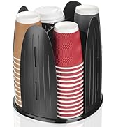 MYITYARD Rotating Coffee Cup Dispenser, Paper Cup Holder with 4 Compartments, Cup and Lid Organiz...