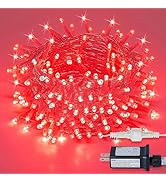 MYGOTO 33FT 100 LED Red Valentine Lights, Connectable Red Christmas String Light Waterproof,8 Mod...