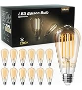 TJOY 12 Pack Vintage LED Edison Amber Light Bulbs, 60W Equivalent, Dimmable, 8W, 800 Lumens, 2200...