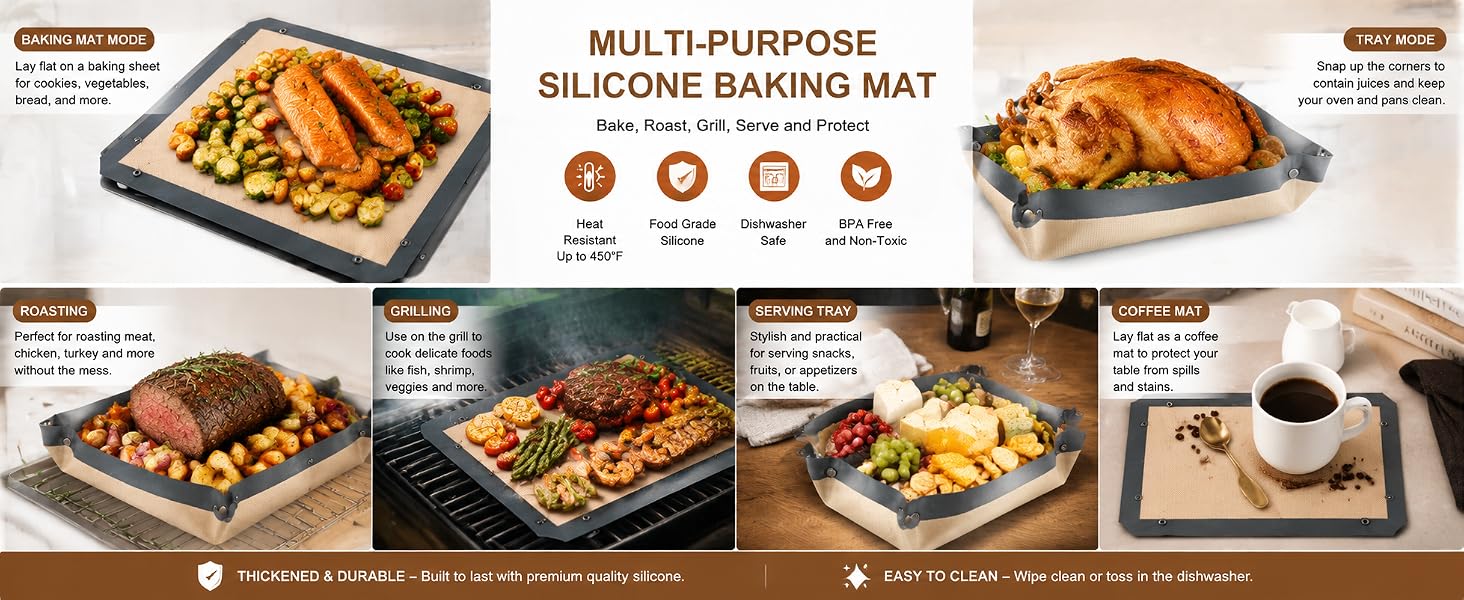Multi-purpose silicone baking mat