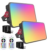 Indmird 2 Pack 50W RGB Flood Light, RGB Color Changing Floodlight, Smart RGB Floodlight with Remo...