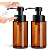 GMISUN Glass Foaming Soap Dispenser, 10 Fl oz / 300ml Amber Glass Soap Dispenser for Bathroom &amp; K...