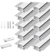 hunhun 10-Pack 6.6ft/2Meter Plaster-in, trimless recessed LED Aluminum Channel with Flange, led C...