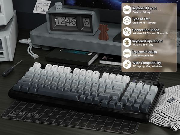 FREEWOLF M96 Wireless Gaming Keyboard Creamy Membrane with Rainbow Backlight