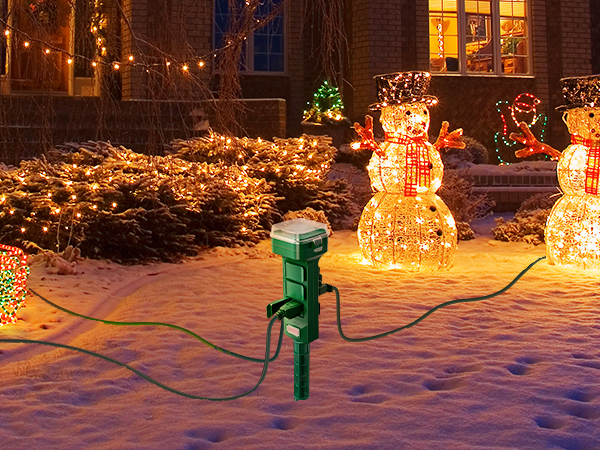 outdoor multi plug outlet waterproof outdoor christmas lights timer