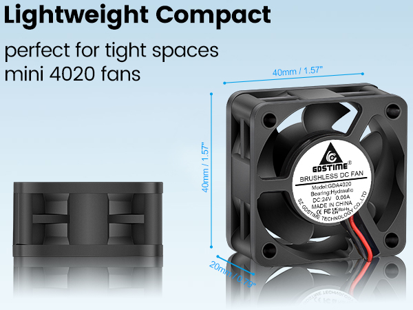 GDSTIME 40mm x 40mm x 20mm DC Cooling Fan, hydraulic bearing 24volt 3d printer fan 2pin