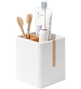 rejomiik Toothbrush Holders for Bathrooms Countertop, 3 Slots Electric Tooth Brushing and Toothpa...