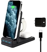 Wireless Charging Station for Multiple Devices,3 in 1 Wireless Charger for iPhone 15/14/13/12/Pro...