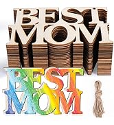 AIERSA 20Pcs BEST MOM Unfinished Wood Crafts, Mothers Day Crafts for Kids, Wood Cutouts Gift Tags...