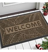Smiry Welcome Mat Indoor Outdoor, All-Season Waterproof Front Door Mat, Sturdy Natural Rubber Doo...