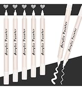 IOMDRWU White Dual-Tip Acrylic Paint Pens, 5 Pcs White Acrylic Paint Pens Markers For Rock Painti...