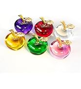 QFkris 6-Piece Crystal Apple Figurine Set, Handcrafted Glass Fruit Ornaments Home Decor, Office R...