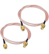 Boobrie 2PCS RG316 SMA Nut Bulkhead Crimp WiFi Antenna Cable 23.6 inch 2 feet 60cm SMA Male to SM...