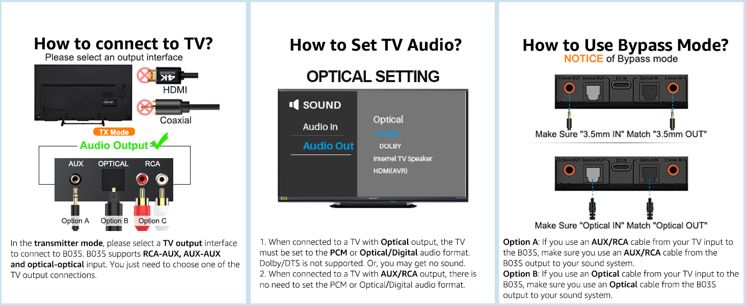 TV Settings in TX Mode