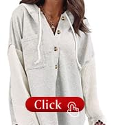 SHEWIN Oversized Sweatshirts for Women Loose Fit Casual Long Sleeve Button Hooded Sweatshirt Hood...