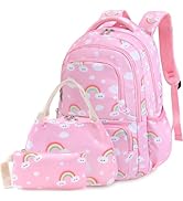 Unineovo Backpack for Girls, Rainbow Clouds Backpack Schoolbag, Lightweight School Bookbag with L...