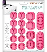 PERFORMORE 16 Pack of Cable Clips Cord Organizer, Pink Self-Adhesive Cord Holders for Cable Manag...