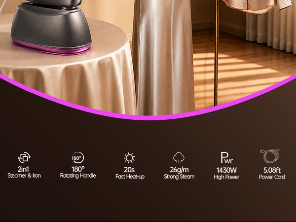 This portable garment care device combines the power of a steamer and the precision of an iron.