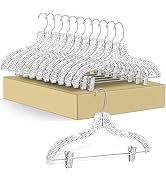12 Quality Hangers Clear Skirt/Pant Hangers 12 Pack - Crystal Cut Hangers for Clothes - Durable P...