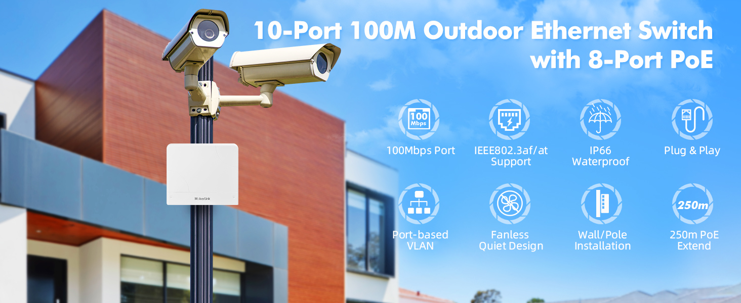 10-Port 100M Outdoor PoE Switch