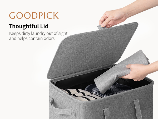 Goodpick Laundry Basket with Wheels and Lid