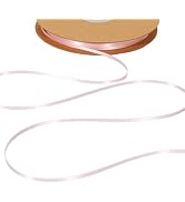 LaRibbons Light Pink Satin Ribbon 1/8 Inch 100 Yards Thin Luxury Double Faced Pink Silk Ribbon fo...