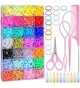 auroray 28 Colors Rubber Bands for Hair, 1500 Pcs Elastic Hair Bands Baby Girl Hair Ties Mini Hai...