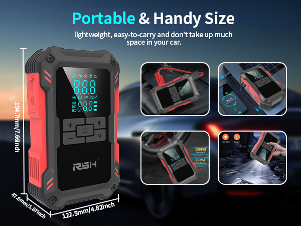 20000MA Jump Starter with Air Compressor