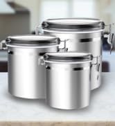 Stainless Steel Airtight Canister for Kitchen, ENLOY Large Flour Coffee Bean Tea Cereal Sugar Coo...