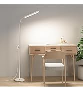 White LED Reading Floor Lamp, Bright 12W Dimmable Standing Light, Adjustable Gooseneck,3 Color Te...