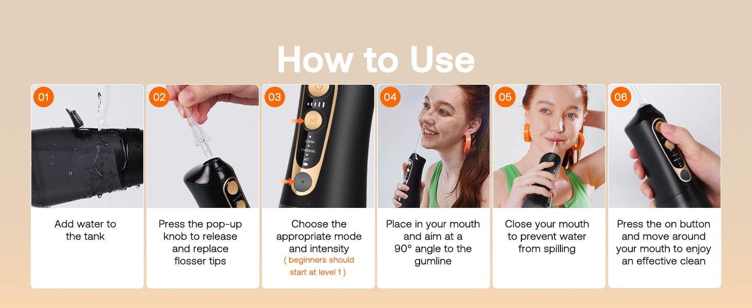 Press the pop-up knob to release and replace the flosser tips