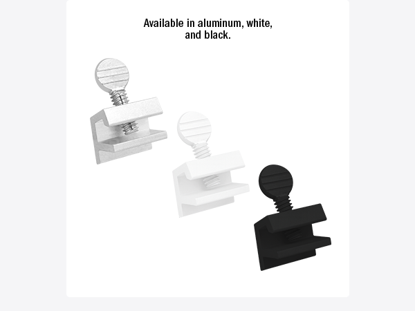 Available in alumium, white, and black.
