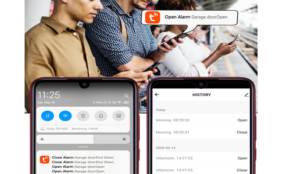 WiFi Switch Smart Garage Door Opener Controller Work With Alexa Echo Google Home SmartLife Tuya