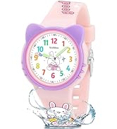 Ayybboo Cat Analog Watch for Girls Boys Toddler, Learning Time and Easy to Read, 30M Waterproof C...