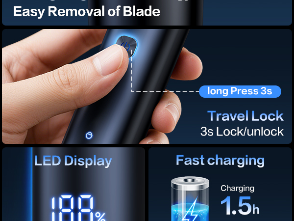 Electric Razor for Men, Men's Electric Shaver, 3-Blade Rotary Shaving System, Touch Switch