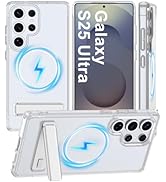 For Samsung Galaxy S25 Ultra Case with Stand MagSafe Crystal Clear Magnetic Protective Android Ph...