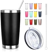 ATIKZHE 20oz Tumbler with Straw and Brush, Stainless Steel Vacuum Insulated tumbler, Double Wall ...