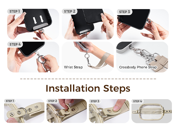 clip and go phone strap crossbody phone lanyard with wallet cross body wrist purse zipper pouch
