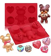 AIERSA Chocolate Molds Silicone for Bear Snack Treat Box, 2 Pcs Bear Diamond Heart Cylinder 3 in ...