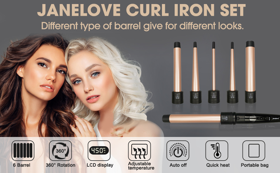 6 in 1 Wand Curling Iron Set