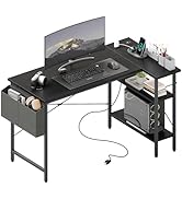 DUMOS 39" Corner Gaming Desk, L Shaped Computer Desk with 3AC+2USB+1Type-C Power Strip, Storage S...