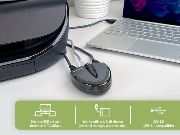 2 port USB 2.0 Automatic Printer Switch