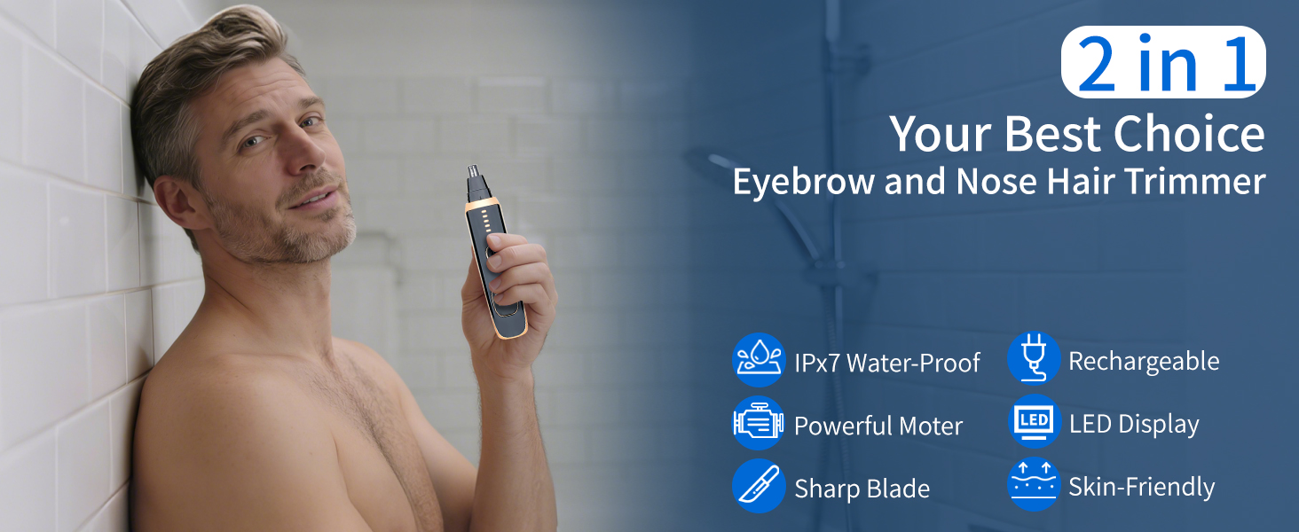 Mendaping 2025 Rechargeable Nose and Ear Hair Trimmer With LED Dispaly for Women Men