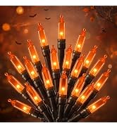 Orange LED Outdoor Halloween Lights, Halloween Decorations, 39 FT 100 LED Mini Lights with 8 Ligh...