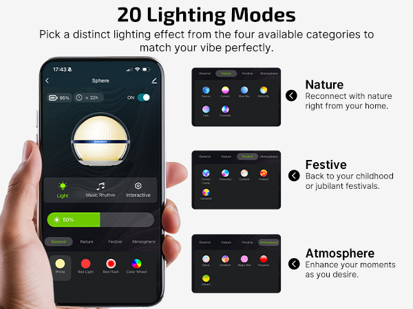 20 lighting Modes for APP control