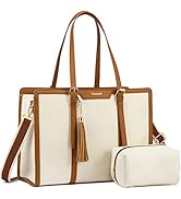 LOVEVOOK Laptop Bag for Women 15.6 inch Lightweight Canvas Laptop Tote Bag, Large Capacity Comput...